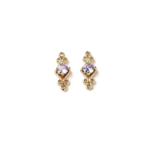 Brass Pave Cubic Zirconia Connector Charms