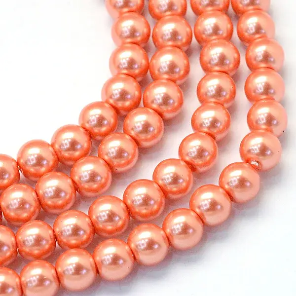 Baking Paint Pearlized Glass Pearl Round Bead Strands