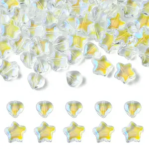 80Pcs 2 Styles Transparent Glass Beads