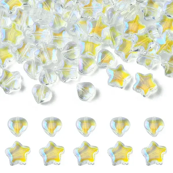 80Pcs 2 Styles Transparent Glass Beads