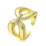 Brass Micro Pave Cubic Zirconia Open Cuff Ring