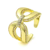 Brass Micro Pave Cubic Zirconia Open Cuff Ring