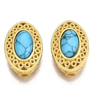 4-Hole Synthetic Turquoise Beads