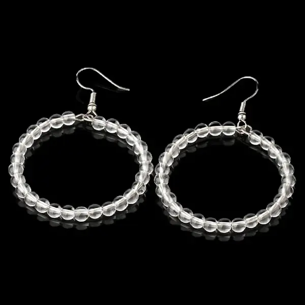 Fashionable Natural Clear Crystal Hoop Earrings for Women