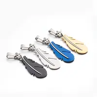 304 Stainless Steel Rhinestone Large Feather Pendants