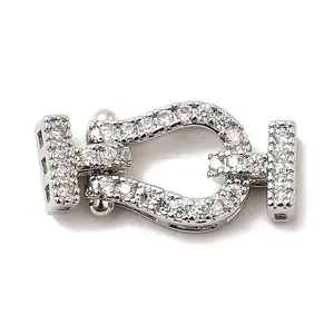 Brass Micro Pave Clear Cubic Zirconia Fold Over Clasps