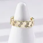 Brass Micro Pave Clear Cubic Zirconia Cuff Rings for Women