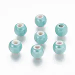 Pearlized Aquamarine Handmade Porcelain Round Beads