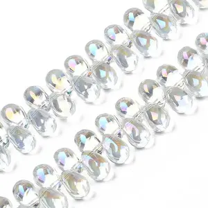 Electroplate Transparent Glass Beads Strands