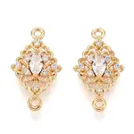 Brass Pave Clear Cubic Zirconia Connector Charms