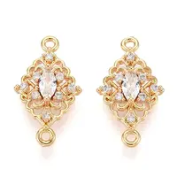 Brass Pave Clear Cubic Zirconia Connector Charms