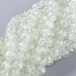 8MM Clear Crackle Glass Round Beads Strands for DIY Jewelry