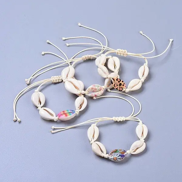 Adjustable Cowrie Shell Braided Bead Bracelets