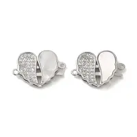 Brass Micro Pave Clear Cubic Zirconia Connector Charms