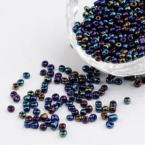 8/0 Electroplated Iris Round Glass Seed Beads