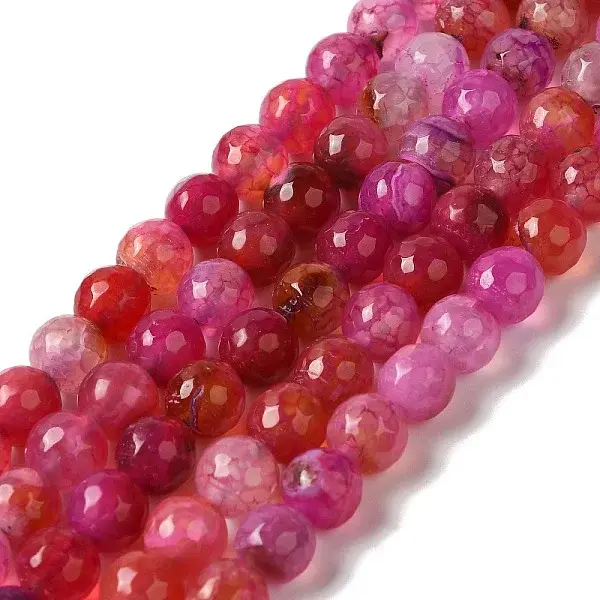 Dyed & Heated Natural Dragon Veins Agate Beads Strands