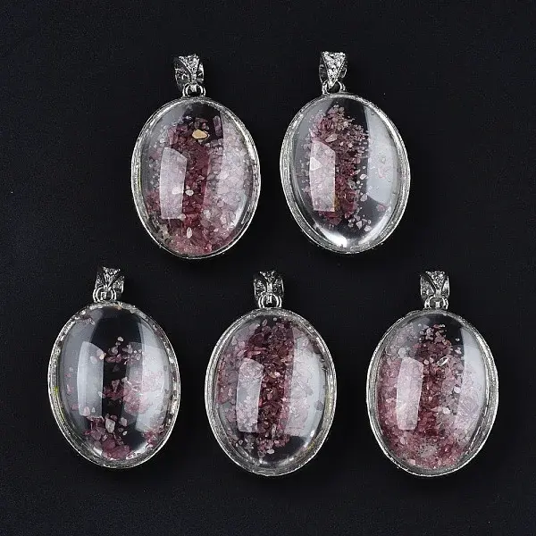 Transparent Glass Oval Pendants