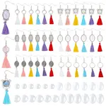 6Sets 6 Style Glass with Tassel Dangle Earrings