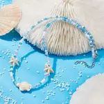 Synthetic Turquoise Starfish & Turtle & Seed Beaded Necklace for Women
