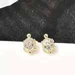 Tortoise Brass Micro Pave Clear Cubic Zirconia Stud Earrings