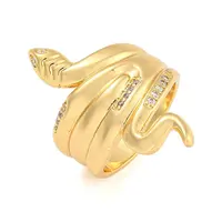 Snake Brass Micro Pave Clear Cubic Zirconia Open Cuff Rings