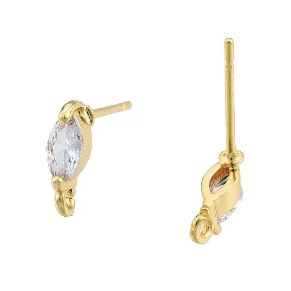 Brass Pave Clear Cubic Zirconia Stud Earring Findings
