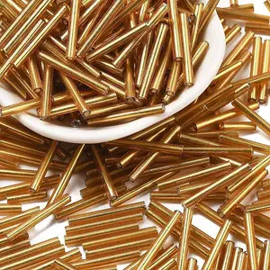 Silver Lined Transparent Glass Bugle Beads