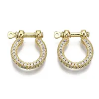 Brass Micro Pave Clear Cubic Zirconia D-Ring Anchor Shackle Clasps