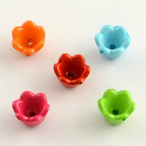 Opaque Acrylic Flower Bead Caps