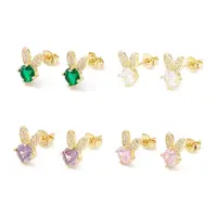 Brass Micro Pave Cubic Zirconia Stud Earring