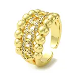 Brass Micro Pave Cubic Zirconia Open Cuff Rings