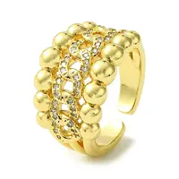 Brass Micro Pave Cubic Zirconia Open Cuff Rings