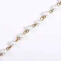 Handmade Round Glass Pearl Beads Chains for Necklaces Bracelets Making