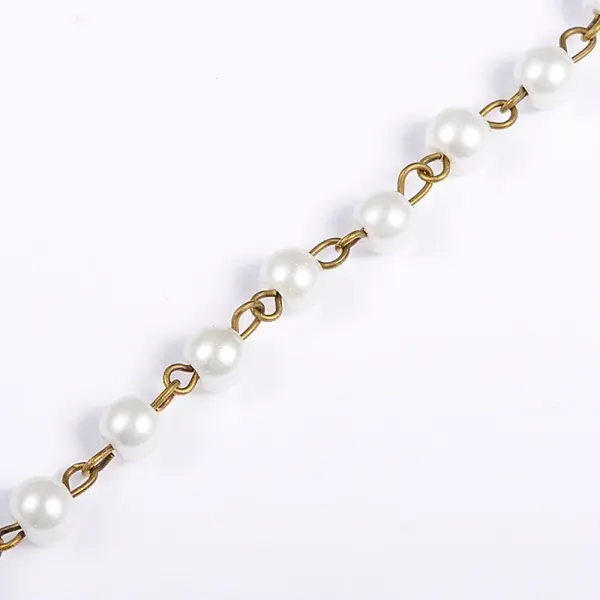 Handmade Round Glass Pearl Beads Chains for Necklaces Bracelets Making