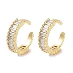 Rectangle Brass Cubic Zirconia Cuff Earrings for Women