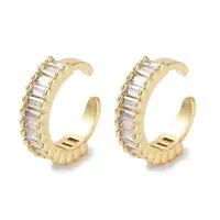 Rectangle Brass Cubic Zirconia Cuff Earrings for Women