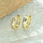 Brass Micro Pave Clear Cubic Zirconia Hoop Earrings