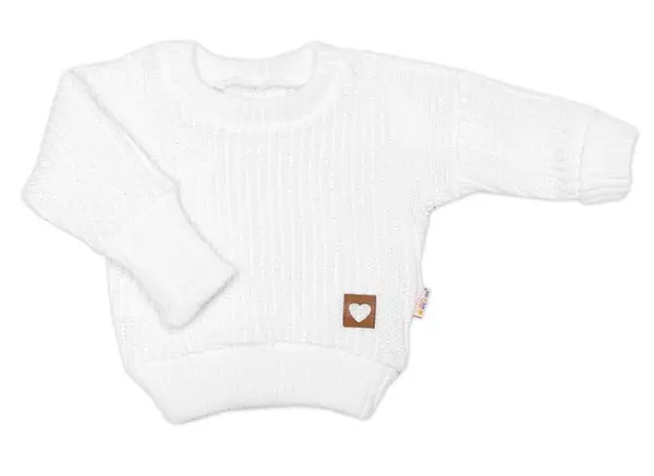 Baby Nellys Rostoucí oversize pletený svetřík, bílé, 68/74