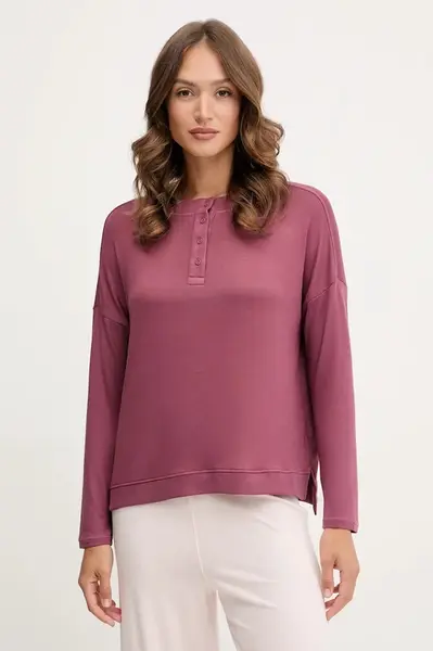 Tričko s dlouhým rukávem women'secret vínová barva, 3272289