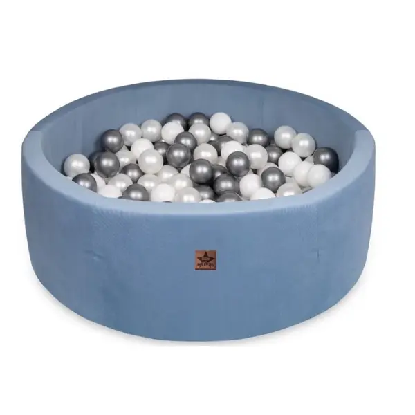 Baby Nellys Bazén pro děti 90x30 cm Velvet + 200 balónků, jeans