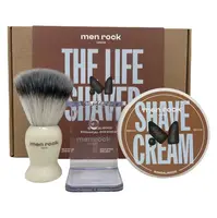 MEN ROCK LONDON Dárková sada holicí péče Sandalwood Krém na holení 100 g + štětka na holení + stojan na štětku