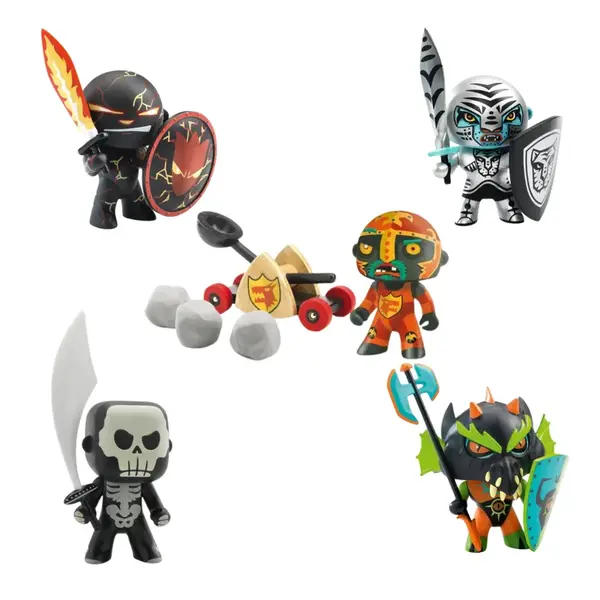 Balíček Arty Toys veľký – rytieri Baldy & katapult & Volcano & Skully & Drack & Furious