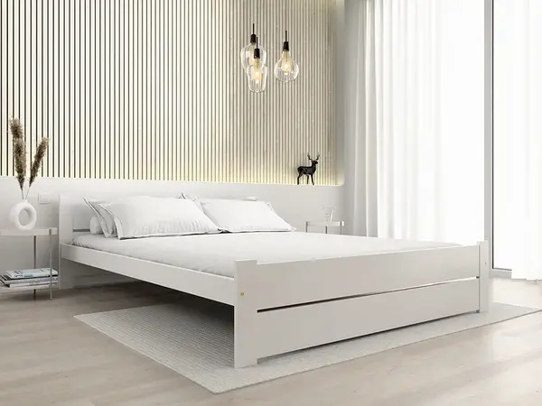 Posteľ IKAROS DOUBLE 120 x 200 cm, biela Rošt: S latkovým roštom, Matrac: Matrac DELUXE 10 cm