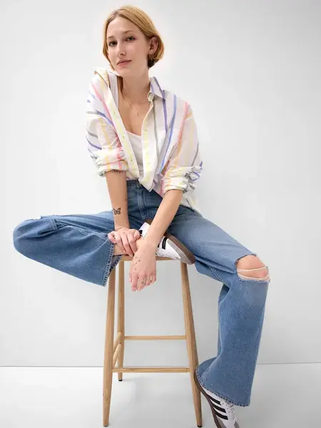 GAP Pruhovaná košile oversized - Dámské