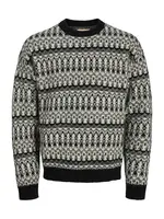 Jack & Jones Premium Sveter 'JPRBLUMAX FAIRISLE'  sivá / čierna