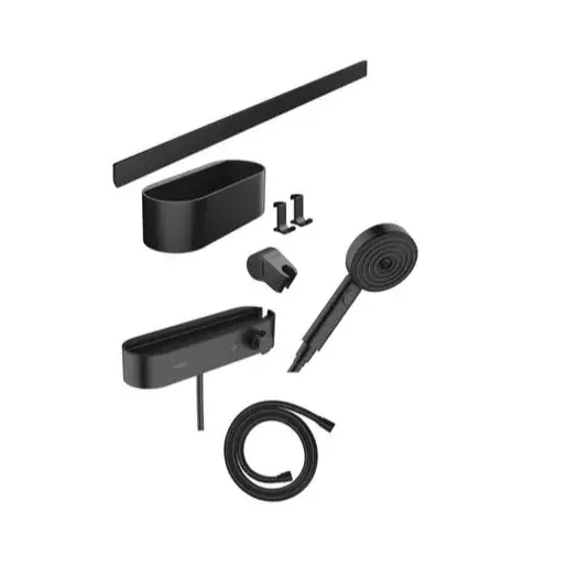 Hansgrohe WallStoris sprchový systém na stenu s termostatickou batériou matná čierna 24250670