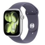 APPLE Watch 11 GPS + Cellular 42mm strieborný hliník - hmlovo fialový športový remienok - M/L