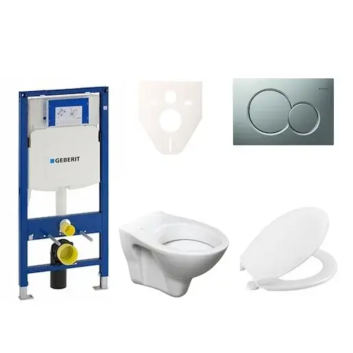 Cenovo zvýhodnený závesný WC set Geberit do ľahkých stien / predstenová montáž + WC Ceramia S-Line Pro 111.300.00.5NR3