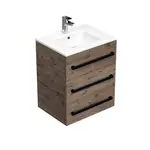 Kúpeľňová skrinka s čiernou úchytkou a umývadlom SAT Cube Way 60x76,5x46 cm dub Wellington mat CUBE46C603DWMOD