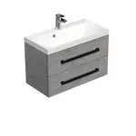 Kúpeľňová skrinka s čiernou úchytkou a umývadlom SAT Cube Way 80x53x40 cm betón mat CUBE2C80ZBE